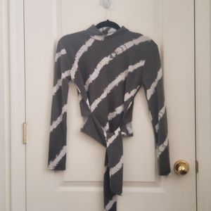 Grey long sleeve NWT tie top